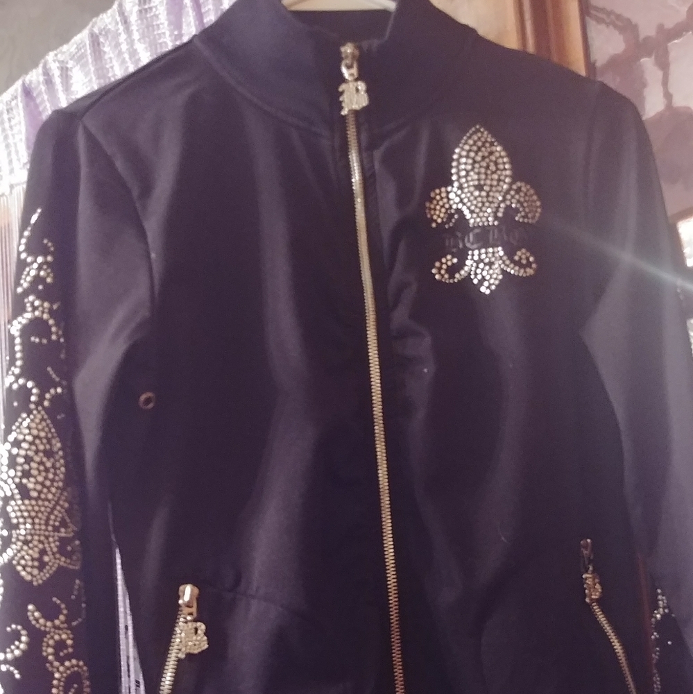 BCBG bling zip up track jacket